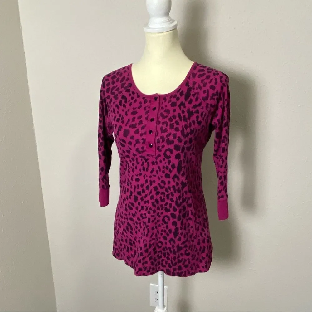 Betsy Johnson Intimates Pink Animal Print Thermal P.J Top Women's Size Small